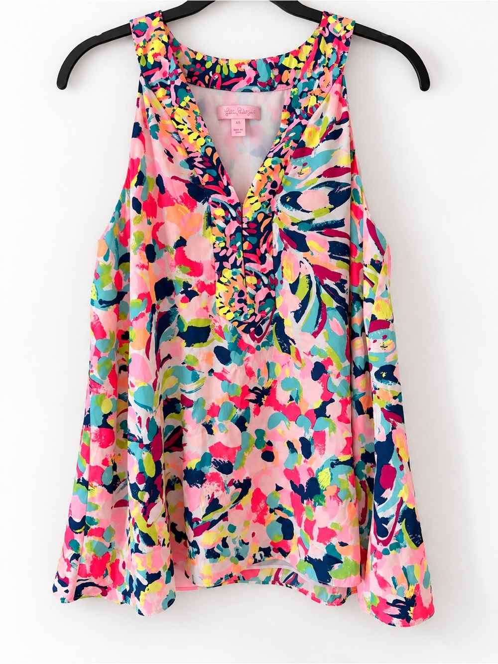 Lilly Pulitzer Achelle Top XS Pina Colada Floral Halter Ruffle Blouse
